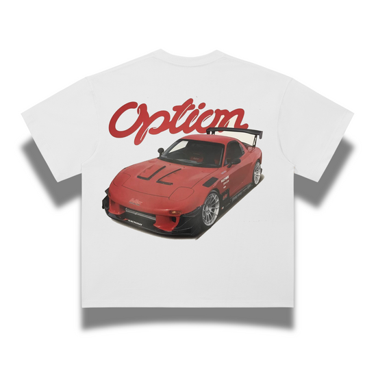 'Option' Graphic Tee - White/Cherry Red