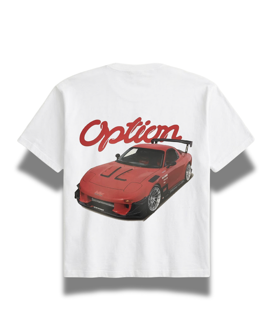 'Option' Graphic Tee - White/Cherry Red