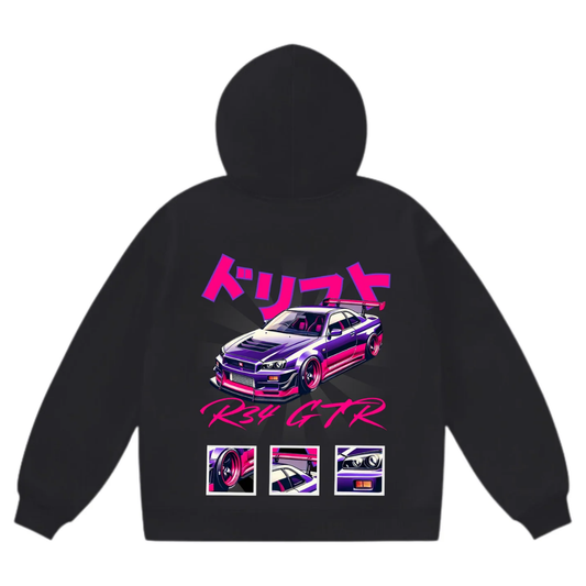 R34 GTR Pink/Purple Graphic Hoodie